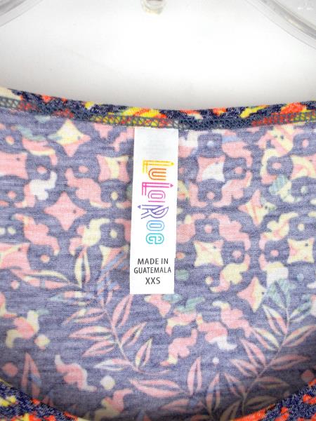LULAROE "Perfect T" Flared Tunic Dress Blue Tribal Floral Static Print ~ Sz XXS
