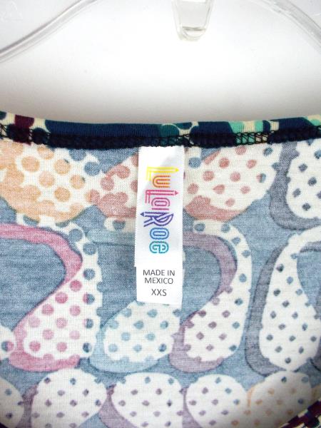 LULAROE "Perfect T" Flared Tunic Dress Blue Abstract Paisley Print ~ Sz XXS
