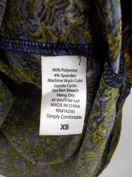 LULAROE "Irma" Oversize Tunic Top 3/4 Sleeve Navy Blue & Gold Damask Print Sz XS
