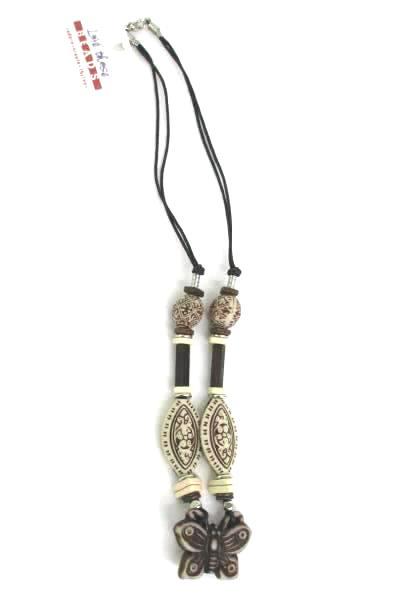 Love Those Beads Neutral Beaded Butterfly Necklace Leather Cord Stocking Stuffer