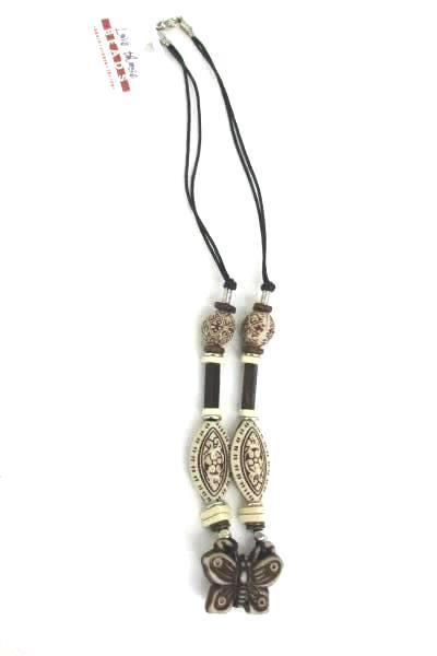 Love Those Beads Neutral Beaded Butterfly Necklace Leather Cord Stocking Stuffer