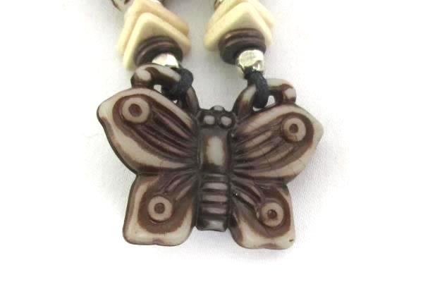 Love Those Beads Neutral Beaded Butterfly Necklace Leather Cord Stocking Stuffer
