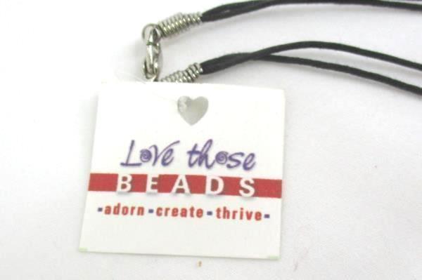 Love Those Beads Neutral Beaded Butterfly Necklace Leather Cord Stocking Stuffer