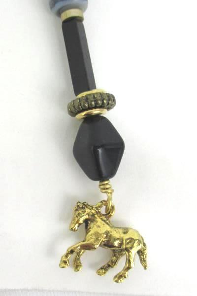 Love Those Beads Black Gold Beaded Horse Zipper Pull Stocking Stuffer Equestrian