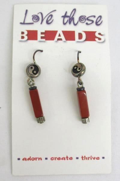 Love Those Beads Black Silver Beaded Yin Yang Balance Earrings Stocking Stuffer