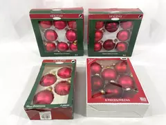 Lot of 4 Boxes Of Holiday Inspirations Red Satin Glass Ball Ornaments 28 Total