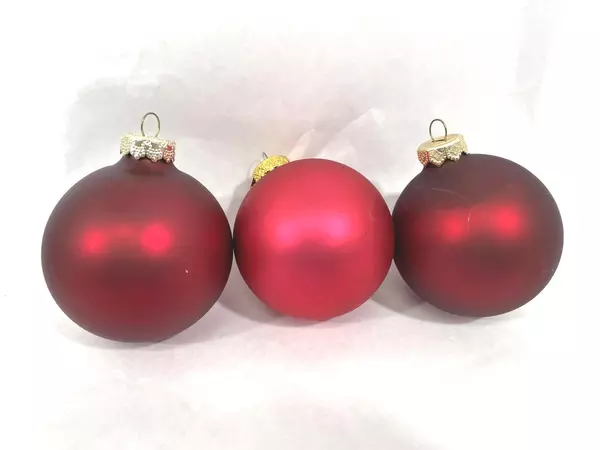 Lot of 4 Boxes Of Holiday Inspirations Red Satin Glass Ball Ornaments 28 Total