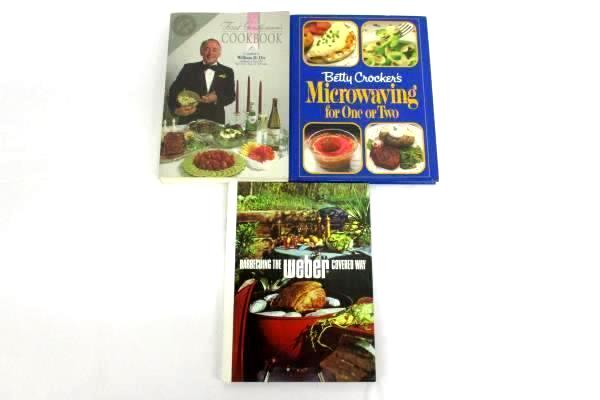 Lot of 3 Vintage Cookbooks First Gentleman's Microwaving Webster's Barbecue
