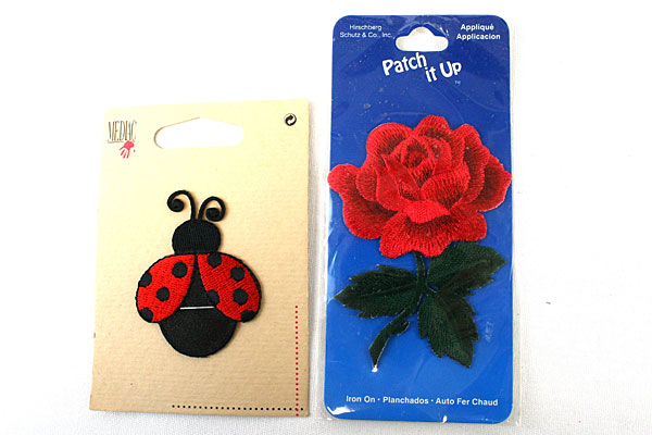 Lot Of Three Rolls Of Excell Thread And Rose And lady Bug Appliques