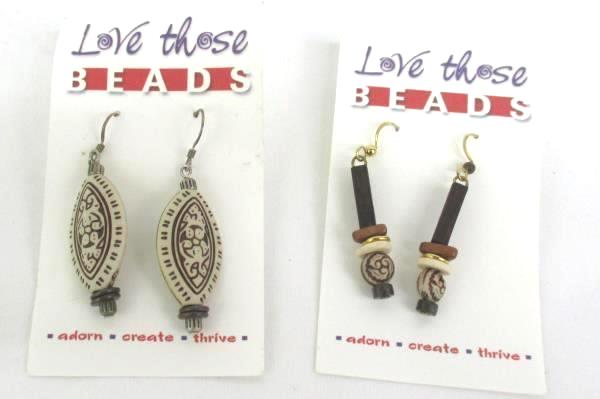 2 Love Those Beads Earrings Natural Bohemian Dangle Pierced