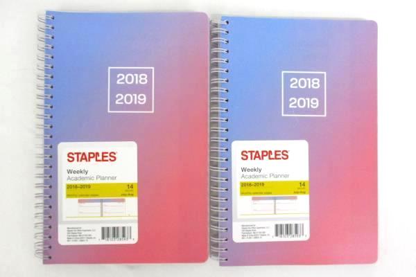 Staples Weekly Academic Planner Spiral Bound 2018-2019 Lot Of 2