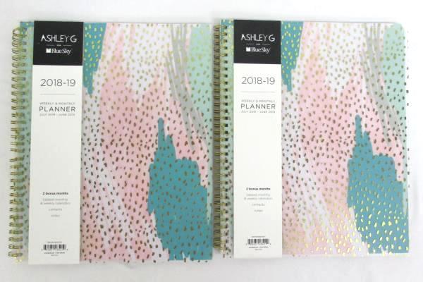 2 Ashley G Blue Sky 2018-19 Academic Weekly & Monthly Planner Spiral Bound
