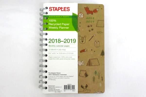Staples Weekly Academic Planner Spiral Bound 2018-2019 Lot Of 2 Recycled Paper