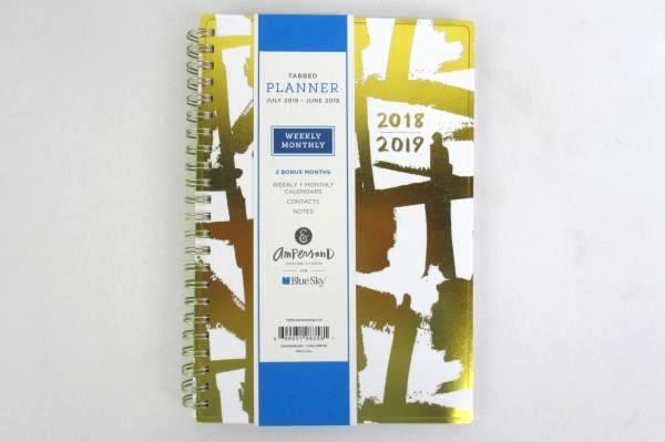 Blue Sky Ampersand 2018 2019 Academic Calendar Planner Weekly Fashion Gold Brush