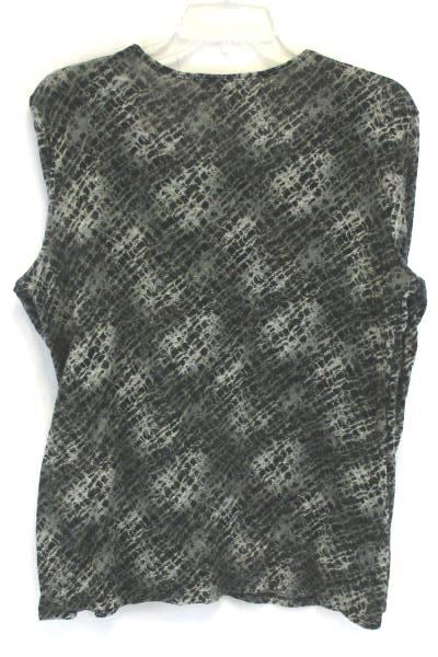 Women's CHRISTOPHER & BANKS Shirt Top Blouse Black & Gray Size Medium Faux Wrap