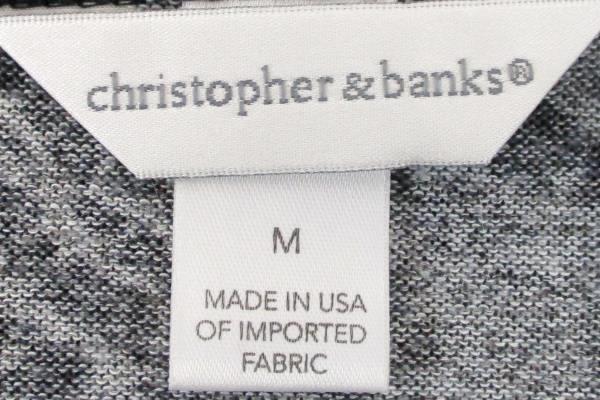 Women's CHRISTOPHER & BANKS Shirt Top Blouse Black & Gray Size Medium Faux Wrap