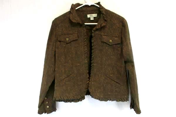 Coldwater Creek Women's Brown Floral Open Paisley Blazer Jacket Size PS