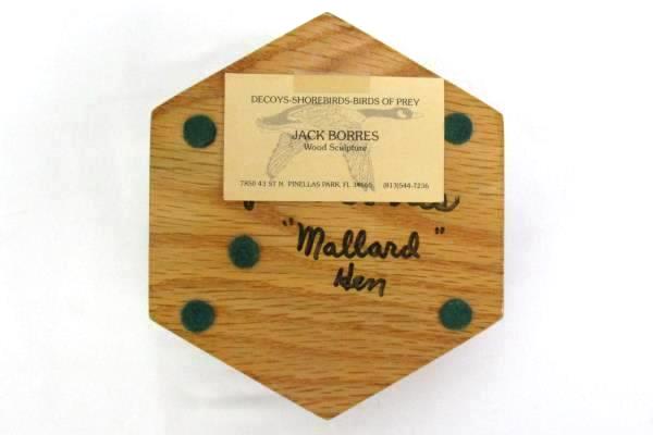 Unique Wood Sculpted Bird Plaque Jack Borres Shore Birds "Mallard Hen"