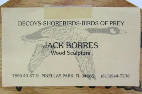 Unique Wood Sculpted Bird Plaque Jack Borres Shore Birds "Mallard Hen"
