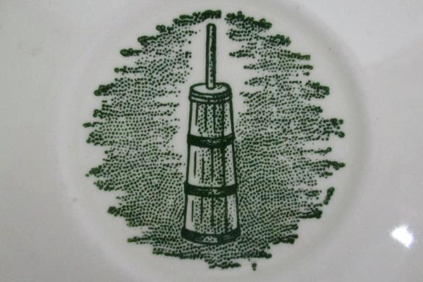 Set Of 3 Green & White "Old Fashioned" Theme Saucers 6" Replacements Dinnerware