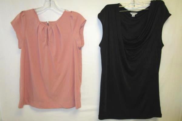 Women's Lot of 2 Blouse By Calvin Klein & Romy Pink Black Zipper Size M