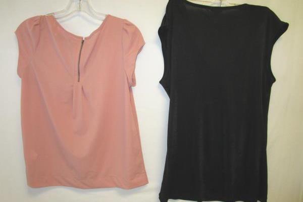 Women's Lot of 2 Blouse By Calvin Klein & Romy Pink Black Zipper Size M