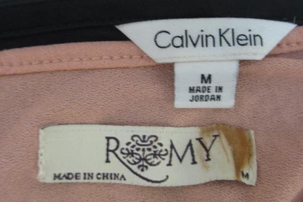 Women's Lot of 2 Blouse By Calvin Klein & Romy Pink Black Zipper Size M
