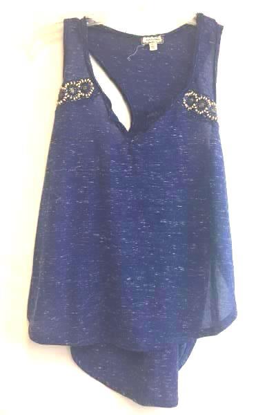 Tank Top by Eyeshadow Blue Beaded Pattern Women's Size Medium Polyester Blend