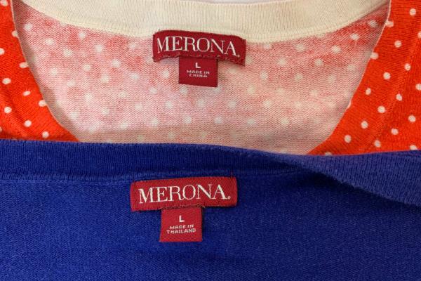 Lot of 2 Cardigan By Merona Blue Orange White Polka Dots Women's Size L