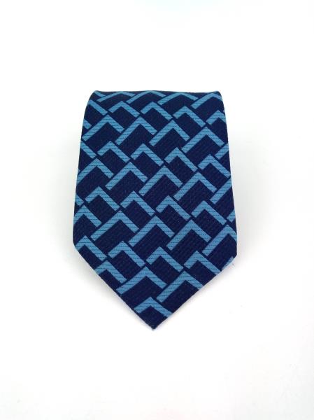 Vintage HABAND Blue Geometric Design Polyester Neck Tie