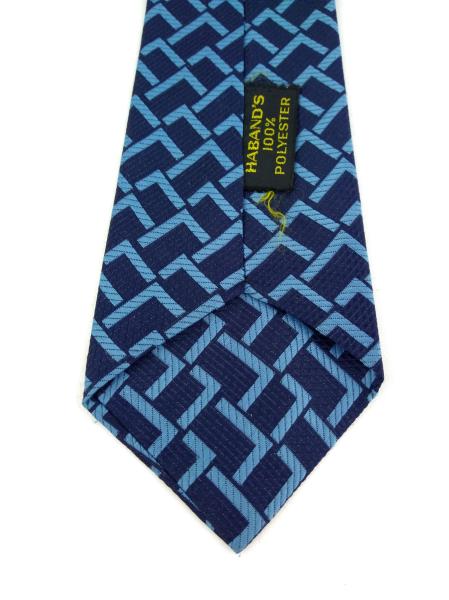 Vintage HABAND Blue Geometric Design Polyester Neck Tie
