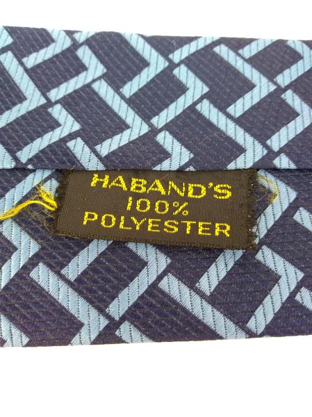 Vintage HABAND Blue Geometric Design Polyester Neck Tie