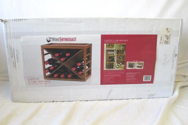 Wine Enthusiast 12 Bottle X Cube Wine Rack Walnut-Stained Mahogany