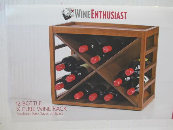 Wine Enthusiast 12 Bottle X Cube Wine Rack Walnut-Stained Mahogany