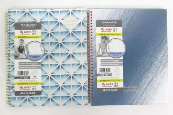Lot of 2 At-A-Glance Academic 2018-19 Planner My Week 8.5" x 11" Blue Gray Scale