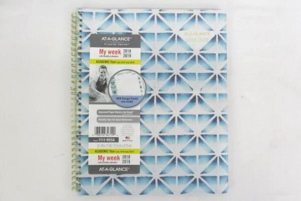 Lot of 2 At-A-Glance Academic 2018-19 Planner My Week 8.5" x 11" Blue Gray Scale