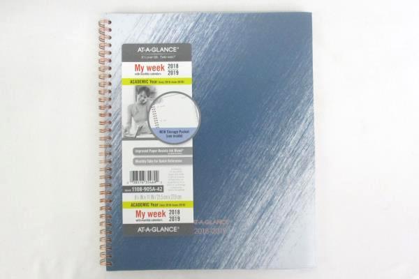 Lot of 2 At-A-Glance Academic 2018-19 Planner My Week 8.5" x 11" Blue Gray Scale