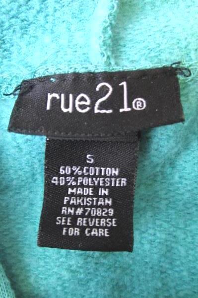 Women's Teal Long Sleeves Drawstring Hooded Sweatshirt by Rue21 Size S