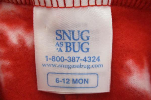 Christmas Holiday Red Snowflake One Piece Pajama Snug as a Bug Unisex 6-12 Month