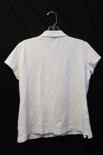 Women's White 1/4 Button Up Cotton Polo Shirt By Lady Hathaway Size L