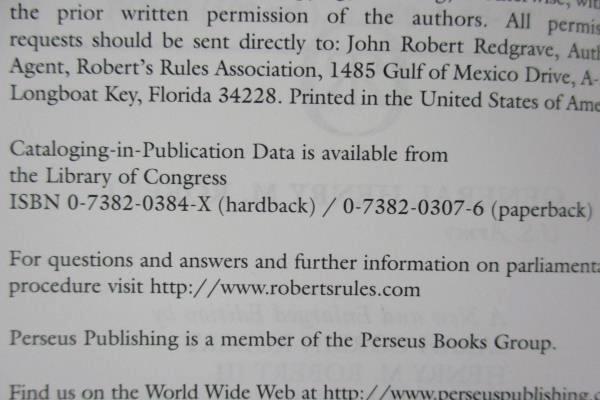 Robert's Rules of Order Newly Revised, 10th Edition 2000 Paperback