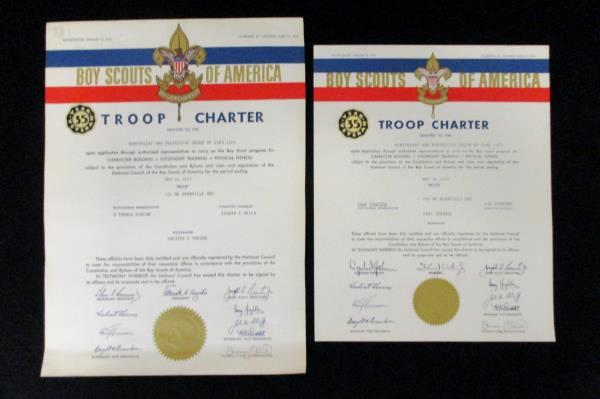 1964 & 1965 Boy Scouts Charter Certificate McMinnville OR Elks ClubTroop 233