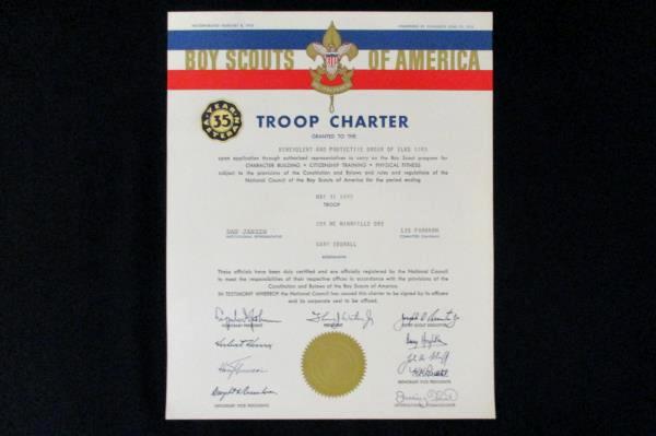 1964 & 1965 Boy Scouts Charter Certificate McMinnville OR Elks ClubTroop 233