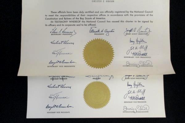 1964 & 1965 Boy Scouts Charter Certificate McMinnville OR Elks ClubTroop 233