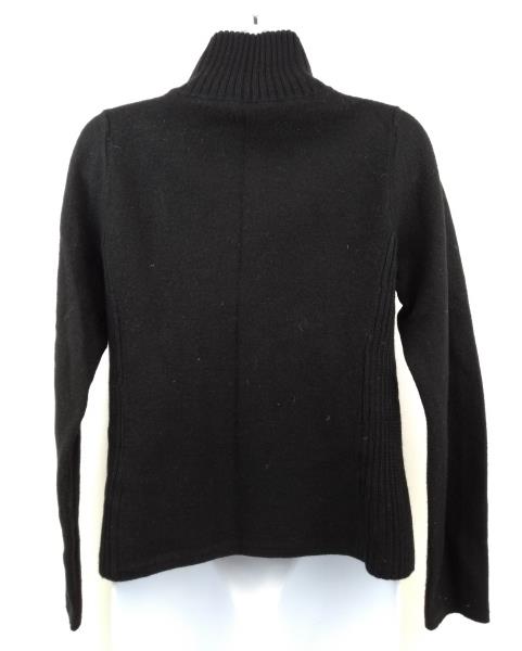 CHICO'S Black Boiled 100% Wool Snap Cowl Neck Cardigan Womens Sz 0 (SMALL / 4)