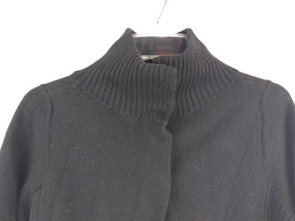 CHICO'S Black Boiled 100% Wool Snap Cowl Neck Cardigan Womens Sz 0 (SMALL / 4)