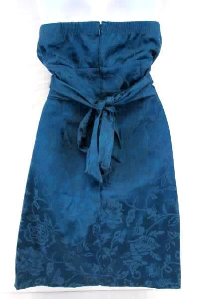 Women's Snap Strapless Dress Green Floral Mini Cocktail Formal Pleated Size 11