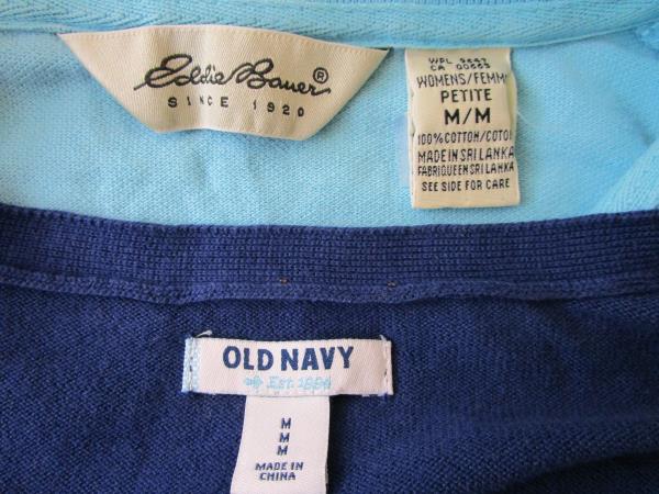 Lot Of Women's Blue Old Navy Cardigan & Eddie Bauer Polo Shirt & Size M