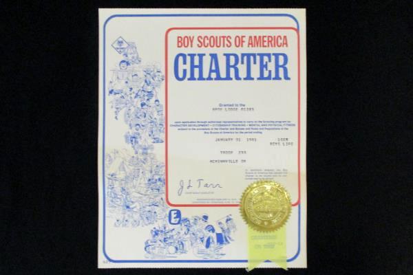 1981 & 1985 Boy Scouts Charter Certificate McMinnville OR Elks ClubTroop 233