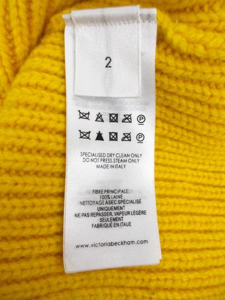 VICTORIA BECKHAM Yellow 100% Wool "Gauge Change Polo Neck Jumper" Sweater Sz 2
